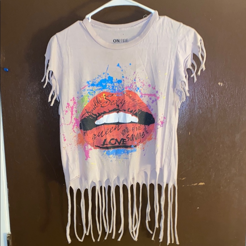💋 ON FIRE Kids Fringe Shirt - Pink